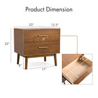 Table de chevet Beau Midcentury en noyer à 2 tiroirs de Furniture of America