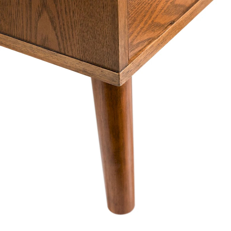 Table de chevet Beau Midcentury en noyer à 2 tiroirs de Furniture of America