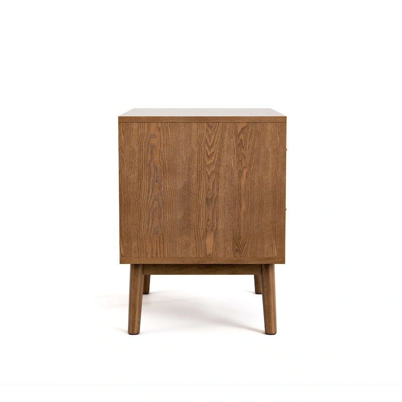 Table de chevet Beau Midcentury en noyer à 2 tiroirs de Furniture of America