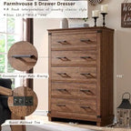 Commode de style campagnard à 5 tiroirs, commode en bois, commode de rangement