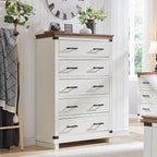 Commode de style campagnard à 5 tiroirs, commode en bois, commode de rangement