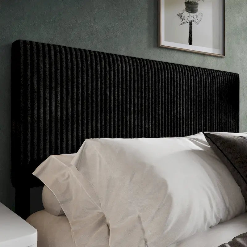 CraftPorch Corduroy Modern Upholstered Pleated Velvet Headboard