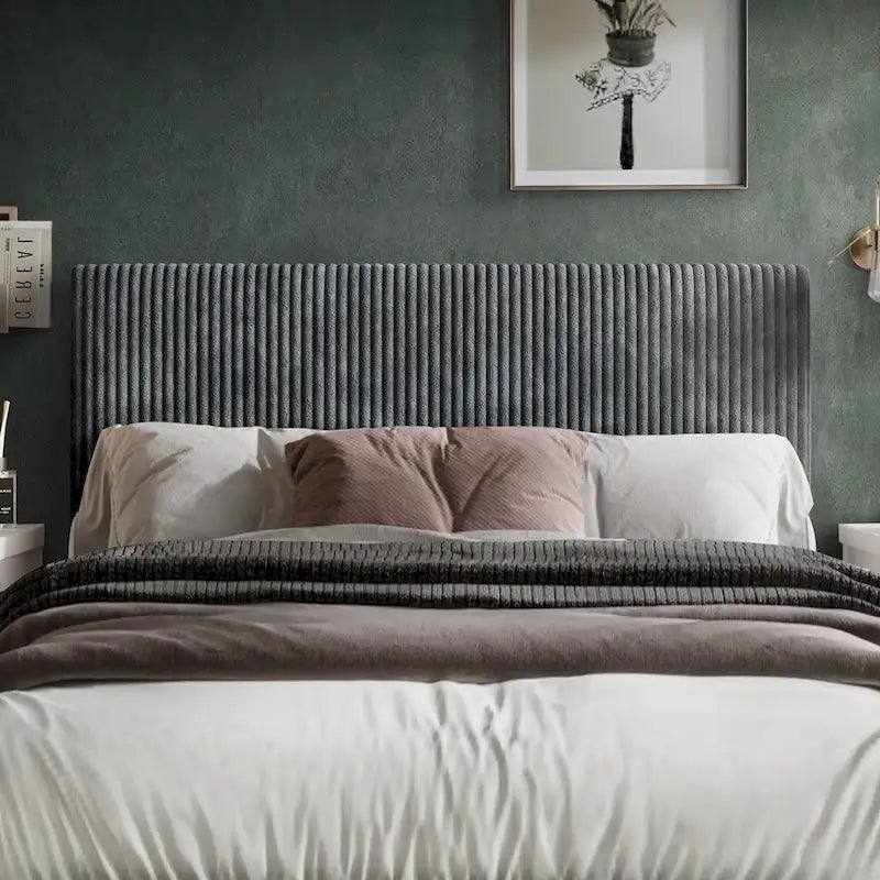 Tête de lit moderne capitonnée en velours côtelé plissé CraftPorch