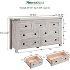 Commode rustique à 7 tiroirs, commode en bois, organiseur de commode