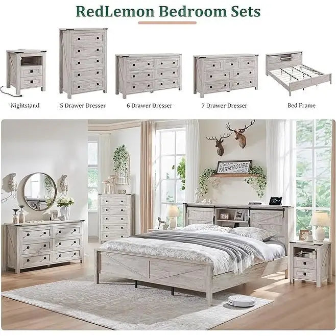 Commode rustique à 7 tiroirs, commode en bois, organiseur de commode