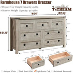 Commode rustique à 7 tiroirs, commode en bois, organiseur de commode