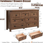 Commode rustique à 7 tiroirs, commode en bois, organiseur de commode