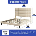Lit plateforme Moasis Queen/King avec tête de lit rembourrée en lin