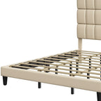 Lit plateforme Moasis Queen/King avec tête de lit rembourrée en lin