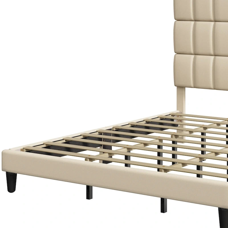 Lit plateforme Moasis Queen/King avec tête de lit rembourrée en lin