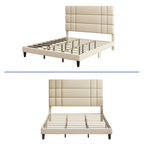 Lit plateforme Moasis Queen/King avec tête de lit rembourrée en lin