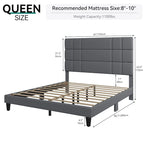 Lit plateforme Moasis Queen/King avec tête de lit rembourrée en lin