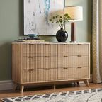 Modern Fluted 6 Drawers Dresser, Chest of Drawers, Dresser TV Stand