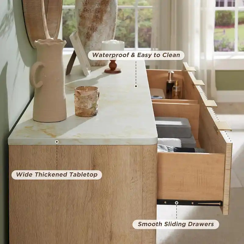 Commode moderne à 6 tiroirs cannelés, meuble TV