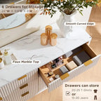 Commode moderne à 6 tiroirs cannelés, meuble TV