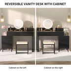 Coiffeuse avec tabouret et miroir LED, coiffeuse moderne avec 6 tiroirs de rangement