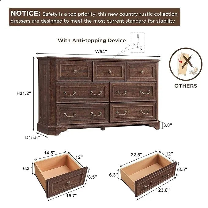 Commode de style campagnard, commode en bois, organiseur de commodes