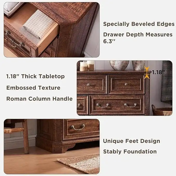 Commode de style campagnard, commode en bois, organiseur de commodes
