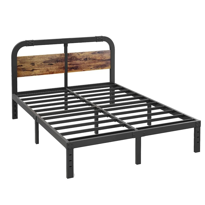 Lit en fer robuste anti-basculement de 101,6 cm (40 pouces) avec tête de lit en bois massif