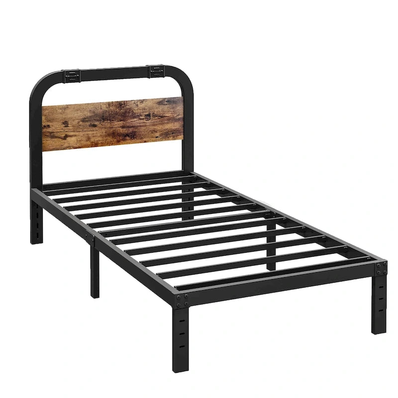 Lit en fer robuste anti-basculement de 101,6 cm (40 pouces) avec tête de lit en bois massif