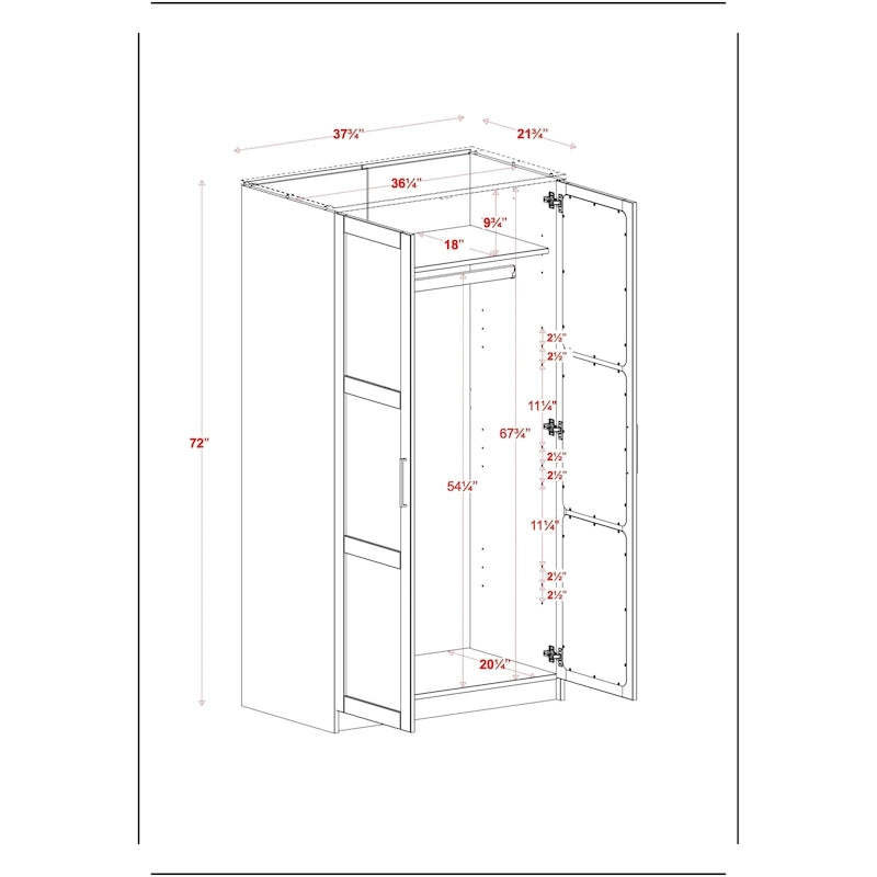 Armoire-penderie urbaine 2 portes Palace Imports 100% bois massif avec portes pleines et miroir