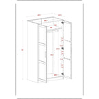 Armoire-penderie urbaine 2 portes Palace Imports 100% bois massif avec portes pleines et miroir