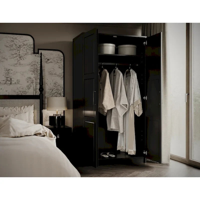 Armoire-penderie urbaine 2 portes Palace Imports 100% bois massif avec portes pleines et miroir