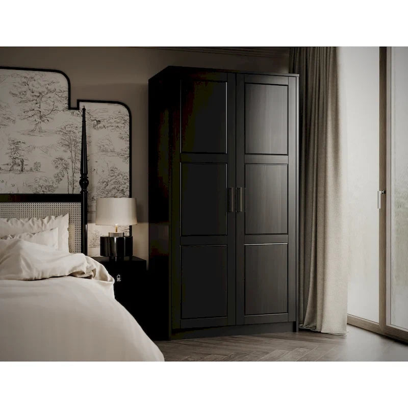 Armoire-penderie urbaine 2 portes Palace Imports 100% bois massif avec portes pleines et miroir