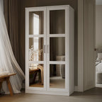Armoire-penderie urbaine 2 portes Palace Imports 100% bois massif avec portes pleines et miroir