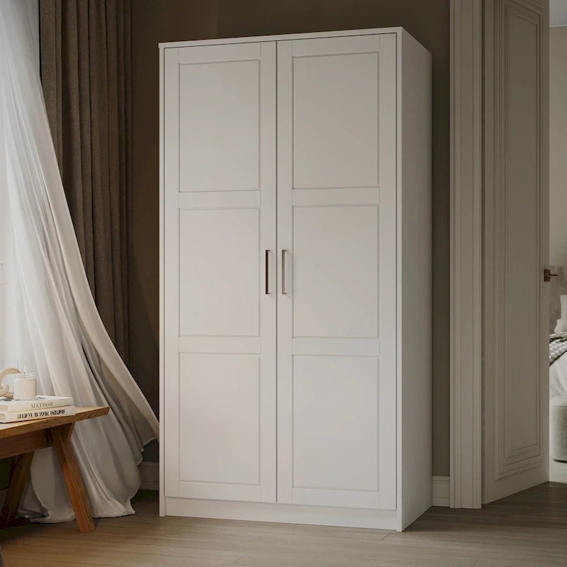 Armoire-penderie urbaine 2 portes Palace Imports 100% bois massif avec portes pleines et miroir