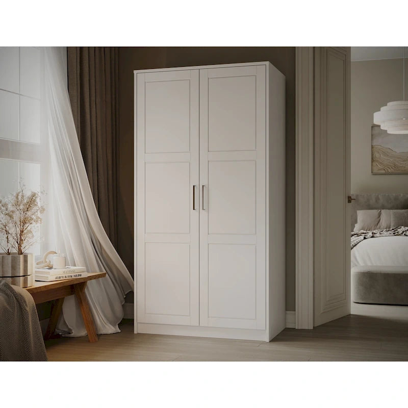 Armoire-penderie urbaine 2 portes Palace Imports 100% bois massif avec portes pleines et miroir