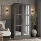 Armoire-penderie urbaine 2 portes Palace Imports 100% bois massif avec portes pleines et miroir