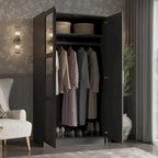 Armoire-penderie urbaine 2 portes Palace Imports 100% bois massif avec portes pleines et miroir