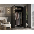 Armoire-penderie urbaine 2 portes Palace Imports 100% bois massif avec portes pleines et miroir