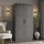 Armoire-penderie urbaine 2 portes Palace Imports 100% bois massif avec portes pleines et miroir