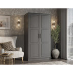 Armoire-penderie urbaine 2 portes Palace Imports 100% bois massif avec portes pleines et miroir