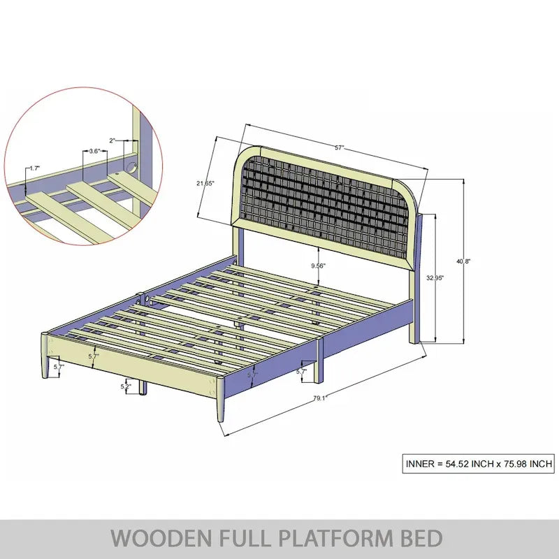 Lit plateforme CraftPorch style moderne du milieu du siècle