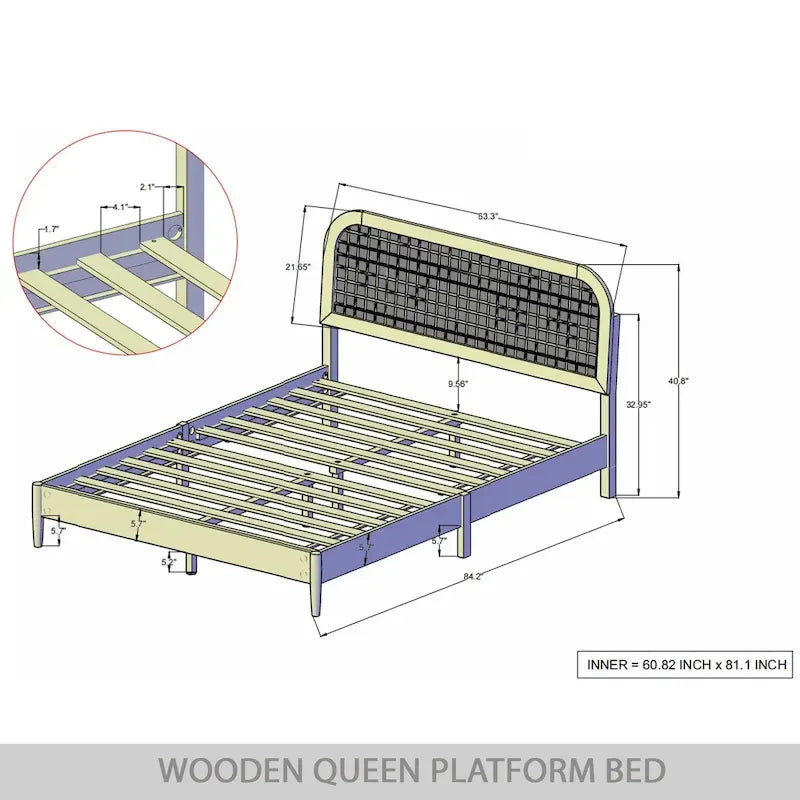 Lit plateforme CraftPorch style moderne du milieu du siècle