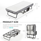 Lit pliant Erommy avec matelas en mousse à mémoire de forme : Lit d'appoint pliable et portable pour adultes avec un luxueux matelas en mousse à mémoire de forme de 12,7 cm (5 pouces).