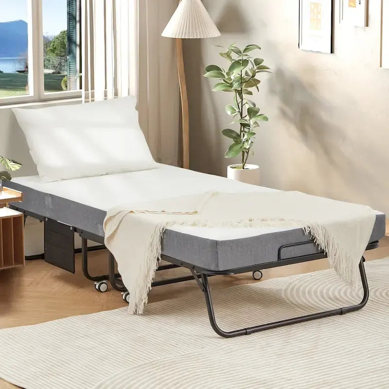Lit pliant Erommy avec matelas en mousse à mémoire de forme : Lit d'appoint pliable et portable pour adultes avec un luxueux matelas en mousse à mémoire de forme de 12,7 cm (5 pouces).