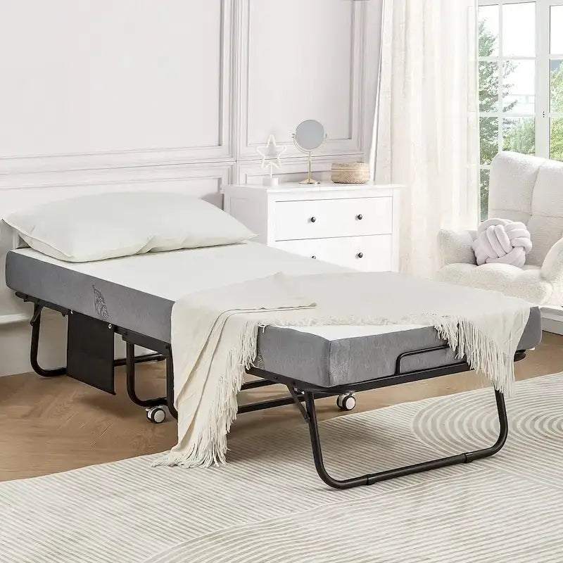 Lit pliant Erommy avec matelas en mousse à mémoire de forme : Lit d'appoint pliable et portable pour adultes avec un luxueux matelas en mousse à mémoire de forme de 12,7 cm (5 pouces).