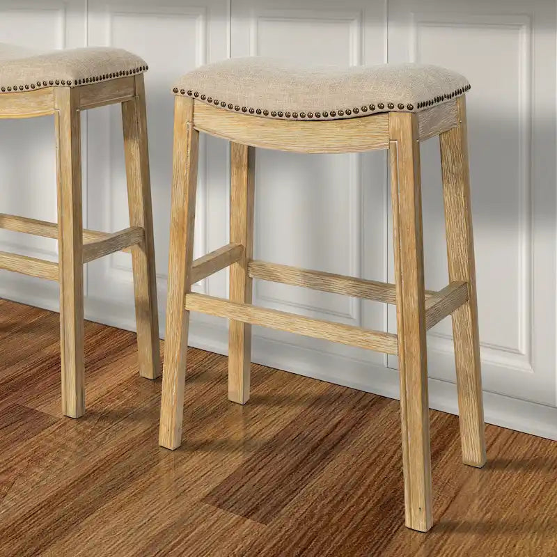 Tabouret de bar Sadie en bois avec assise rembourrée
