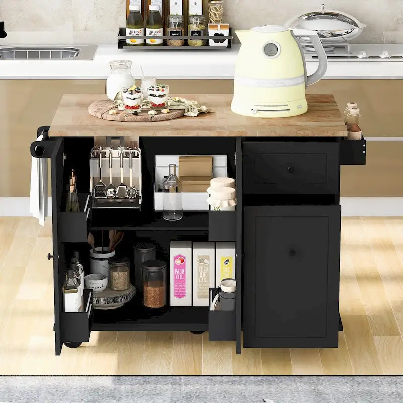 Îlot de cuisine mobile, rangement, étagères réglables, roulettes