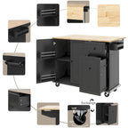 Îlot de cuisine mobile, rangement, étagères réglables, roulettes
