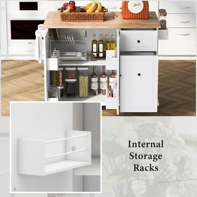 Îlot de cuisine mobile, rangement, étagères réglables, roulettes