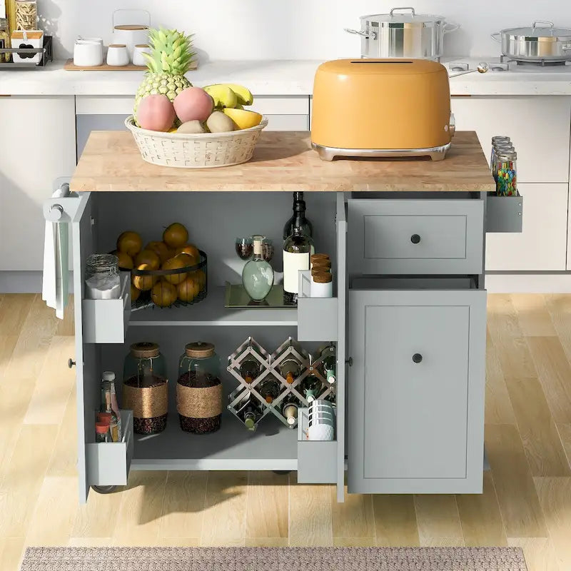 Îlot de cuisine mobile, rangement, étagères réglables, roulettes
