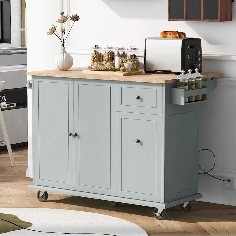 Îlot de cuisine mobile, rangement, étagères réglables, roulettes
