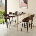 Ensemble de 2 tabourets de bar Glitzhome style moderne milieu du siècle, hauteur 40,5 pouces, revêtement en similicuir et garniture cloutée