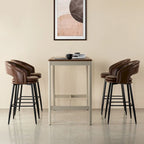 Ensemble de 2 tabourets de bar Glitzhome style moderne milieu du siècle, hauteur 40,5 pouces, revêtement en similicuir et garniture cloutée