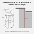 Ensemble de 2 tabourets de bar Glitzhome style moderne milieu du siècle, hauteur 40,5 pouces, revêtement en similicuir et garniture cloutée